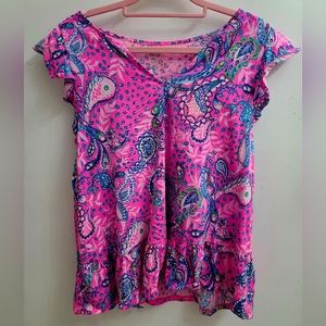 Lilly pulitzer Lacie top in strut your stuff paisley peacock small